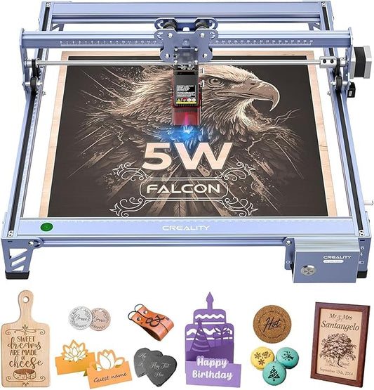 Creality Falcon 5W Laser Engraver Machine, 72w High Precision 0.06mm Laser Cutter and Engraving Machine for Wood Metal Leather Acrylic Glass, 10000mm/min, Offline Usage, CNC Laser Engraver-DeskLoop Office