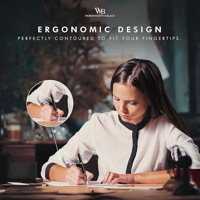 Wordsworth & Black Luxury Fountain Pen - Stunning Brushed Copper Pen, 18K Gilded Nib (Medium), Ink Converter, Best Pen Gift Set for Men & Women, Professional, Executive, Office, Nice Pens-DeskLoop Office