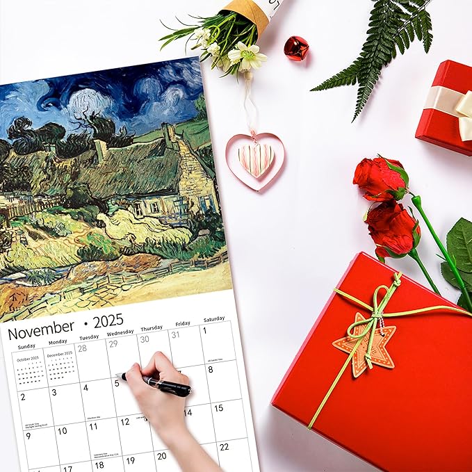 2025 Wall Calendar,Calendar 2025, January 2025 - December 2025, Wall Calendar van Gogh, 12" x 24" Opened,Full Page Months Thick & Sturdy Paper for Calendar Organizing & Planning-DeskLoop Office