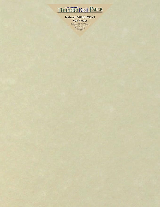 75 Natural Parchment 65lb Cover Paper Sheets 7" X 10" (7X10 Inches) Double 5X7 Card Size - Folds to 5X7 - Printable Old Parchment Semblance Through The Processing of The Pulp-DeskLoop Office