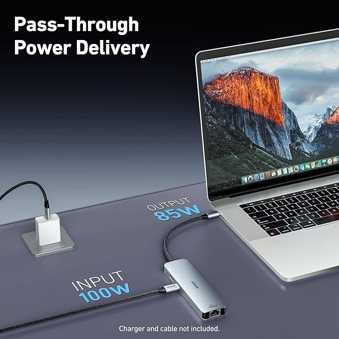 BENFEI 6-in-1 USB C Hub with HDMI(4K@60Hz), 2 USB-A, 1 USB-C Data, 100W Charge, Gigabit Ethernet, Silicone Tangle-Free Cable Compatible with MacBook Pro/Air, iPad Pro, iMac, iPhone 15 Pro/Pro Max-DeskLoop Office
