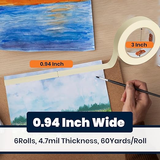 General Purpose Masking Tape Beige White 0.94 Inches x 60 Yards, Bulk Painters Tape for Painting, Labeling, DIY Arts Crafts, Home Office School Projects, 36 Rolls-DeskLoop Office