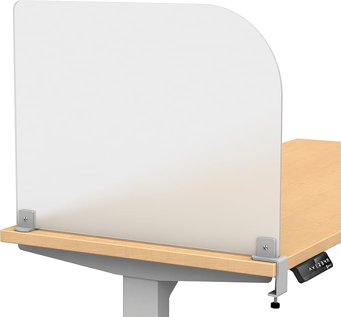 VaRoom Studio Wing Desktop Privacy Panel – Frosted Acrylic Clamp-on Desk Divider –23” W x 18”H Partition-DeskLoop Office