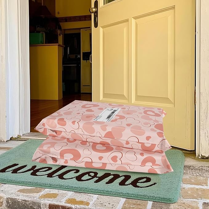 Pink Heart Poly Mailer 10x13 Inch 25 Pcs, Waterproof Shipping Bags for Clothing, Tear-Resistant Mailier Bags, Strong Mailing Bags with Self-Seal-DeskLoop Office