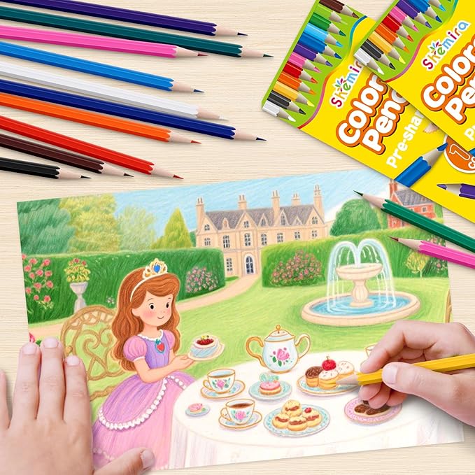Shemira 100 Pack (1200 Count) Colored Pencils Bulk Set for Kids, Pre-sharpened Coloring Pencil in 12 Colors, Erasable Color Pencils', School Supplies for Kids Teachers, Back to School Supplies-DeskLoop Office