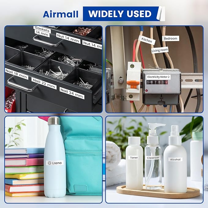 Airmall Tze 12mm 0.47 Laminated White Label Maker Tape Refill Compatible with Brother 12mm .47 Laminated White Tz Tape TZe-231 TZ-231 for PT-D200 D210 D220 H110 D410 P710BT 1750 1180, 20Pack-DeskLoop Office