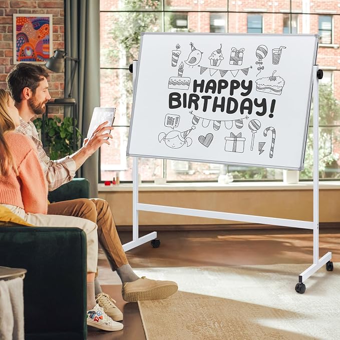 DUMOS Rolling Whiteboard Double Sided 46 x 32 Inches, Magnetic White Board Dry - Image 8
