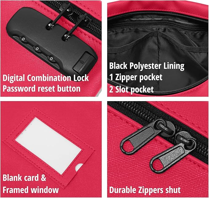 Pink Notary Bag | 14x11 inch | Locking Zipper Case for Notary Kit, Stamp, Embosser, Ink Pad, and Valuables-DeskLoop Office