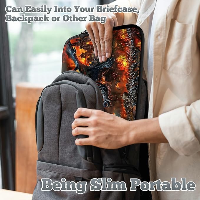 Laptop Sleeve Case Bag 15 inch, Fire Fierce Dragon Slim Carrying Case Durable Handbag Travel Laptop Bag for 15 inch MacBook Air M3/M2/15 Pro/Surface Laptop 7/6/5/4/3/ Dell XPS 15 Plus