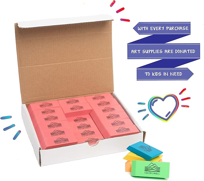 Color Swell Bulk Pink Erasers - 108 Pack of Neon and Pink Erasers - Perfect for Offices, Classroom, Kids, Students, Families, and Donations-DeskLoop Office