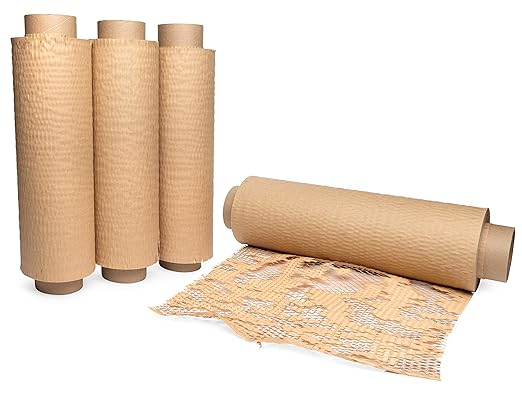 IDL Packaging 15.25" x 300' Refill Roll (Pack of 4) for MP-300N HexcelWrap Honeycomb Packing Paper Station, Brown - Natural Kraft Paper with Interlocking Slit Design for Shipping and Moving-DeskLoop Office