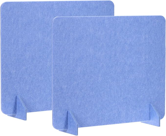 PATIKIL Desk Divider, 2 Set 24 x 24 Inch Acoustic Freestanding Desk Divider Desk Privacy Panel with 4 Pcs Support Feet for Library Office Workstation, Blue-DeskLoop Office