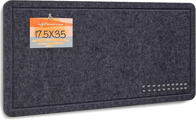 Bulletin Board, 35 x 17 1/2 inches Felt Board - Decorative Pin Board, Cork Board Alternative for Wall, Foldable Picture Board Self-Adhesive Vision Board Prayer Board with 20 Pushpins Dark Gray-DeskLoop Office