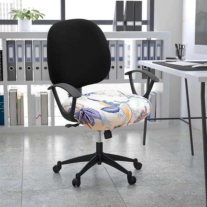 Smiry Printed Office Computer Chair Seat Covers, Stretch Fit Universal Desk Rotating Chair Cover Washable Removable Seat Cushion Protectors - Beige-DeskLoop Office