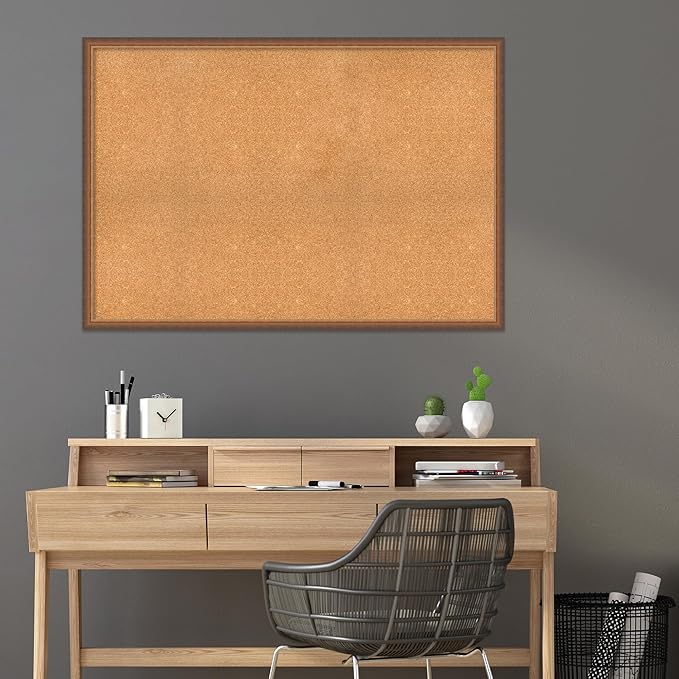 Amanti Art Natural Cork Board for Wall, 36x52 Vision Board with Bronze Frame, Oversize Corkboard Office Decor for Home Organization, Modern Corkboard Pinboard to Display Items for Home Organization-DeskLoop Office