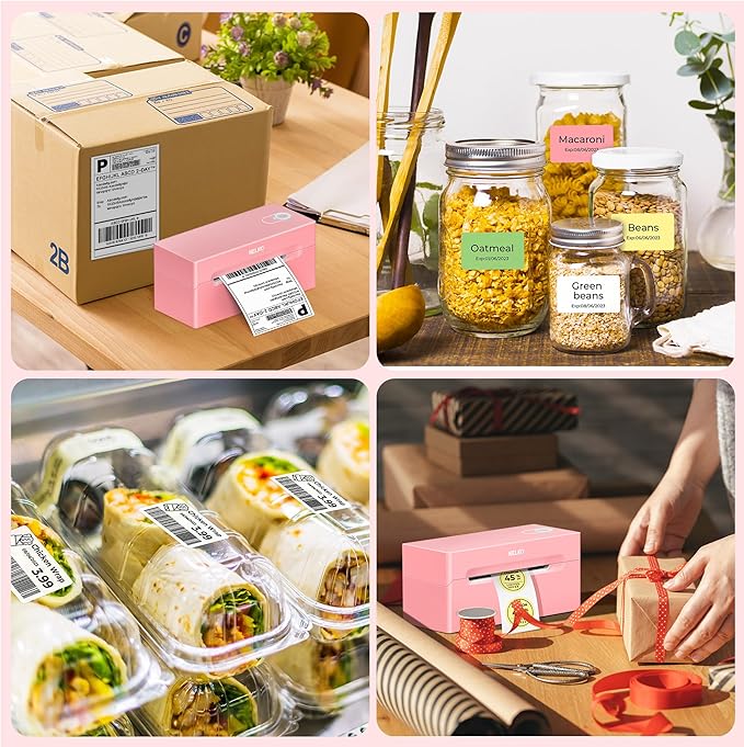 Nelko Bluetooth Thermal Shipping Label Printer, Wireless 4x6 Shipping Label Printer for Small Business, Support Android, iPhone and Windows, Widely Used for Amazon, Ebay, Shopify, USPS(Pink)-DeskLoop Office