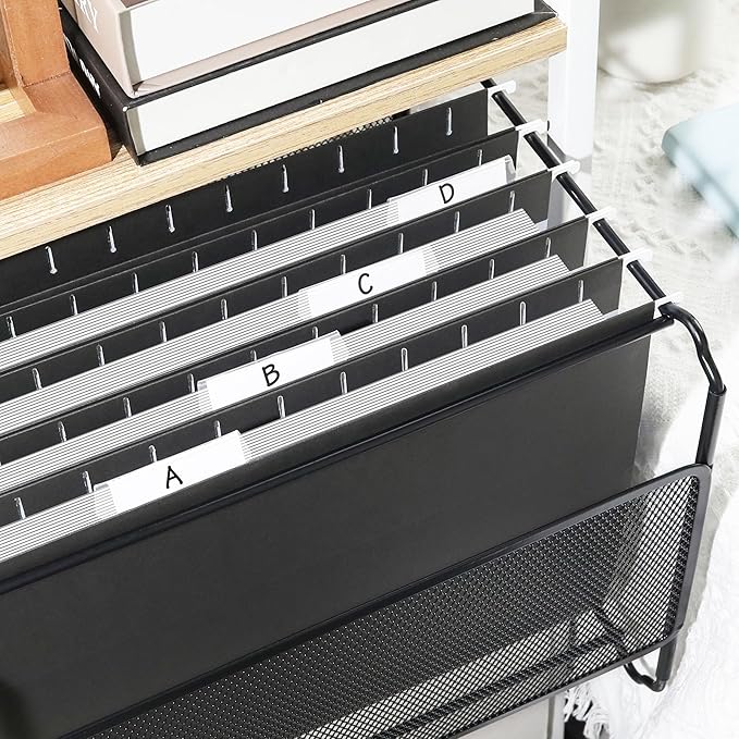 SUNEE 25 Pack Hanging File Folders, Black Folders, Hanging File Folders Letter Size with 1/5-cut Tabs, Stay Organized for Your Home and Office Bulk File and Documents-DeskLoop Office