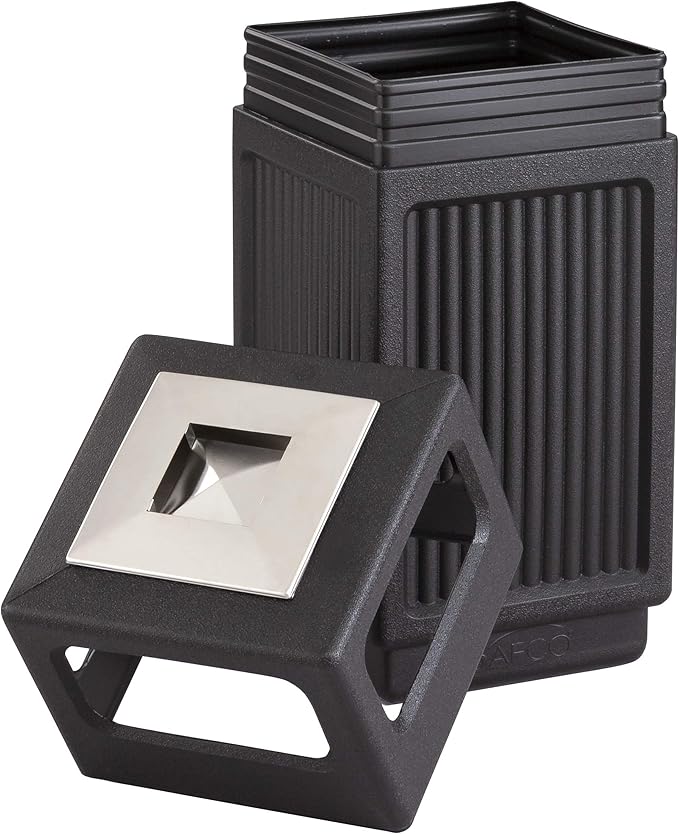 Safco Canmeleon Trash Can, Indoor and Outdoor Use, Durable & Weather-Resistant Commercial Garbage Can with Ashtray, Black-DeskLoop Office