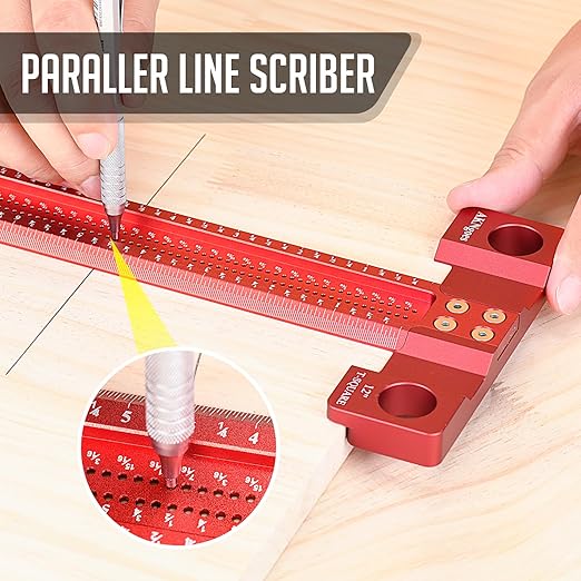 Woodworking Scriber t Square Ruler 36inch with Thoughtful Support Lips, t Square Woodworking Scriber, Aluminum Alloy Architect Ruler for Carpenter Work, Layout and Measuring Tools-Red…-DeskLoop Office