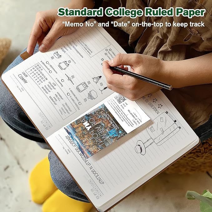 Notebook Journal for Women Men: Leather Journal for Writing, Hardcover College Ruled Journals Notebooks with Thick Paper, Large A5 Daily Journal for Travel, Diary, Gifts for Teens, 5.7"×8.5", Green-DeskLoop Office