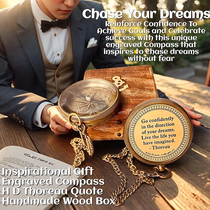 Gift for Son from Mom Dad | Engraved Compass 2" - Father to Son Gifts, Mom to Son Gifts for Graduation 2025, Birthday Baptism Confirmation Communion-DeskLoop Office