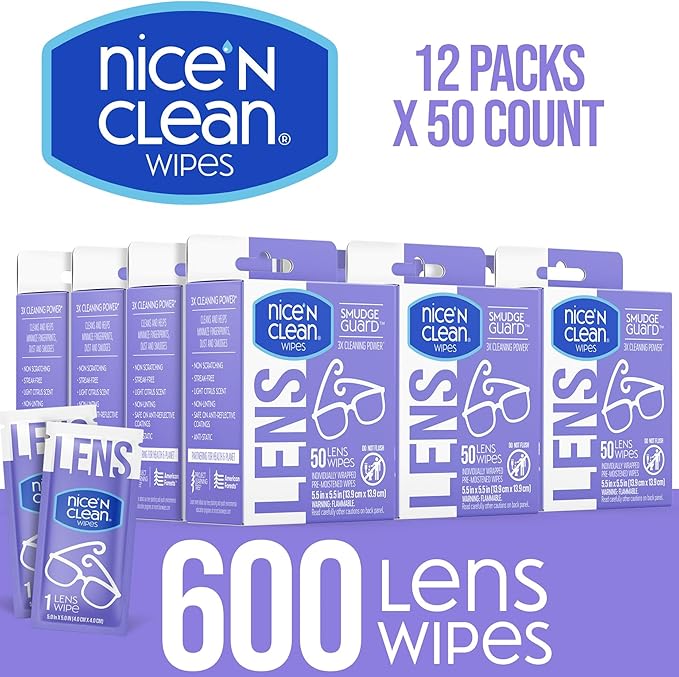 Nice 'N CLEAN SmudgeGuard Lens Wipes (600 Total Wipes) | Individually-Wrapped, Pre-Moistened, Ammonia-Free Lenses Wipes | Lens Cleaning Wipes for Eyeglasses, Camera Lens, Goggles, Sunglasses-DeskLoop Office