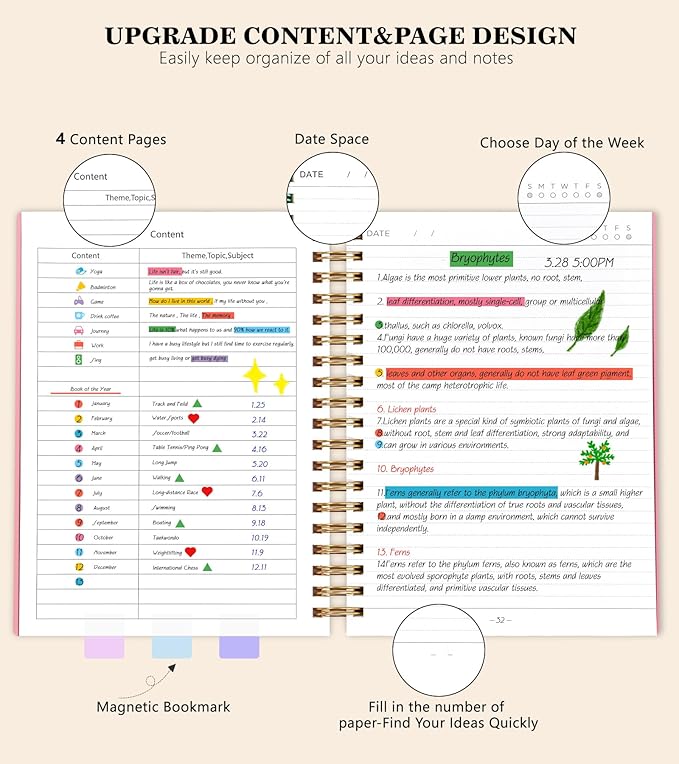 Pink Spiral Notebook Journal,360 Pages College Ruled Notebook, Lined Thick Journals for Women Men,A5 Thick Spiral Journal for Writing,100GSM Paper, Spiral Notebooks for Work School 5.5"x8.5"-DeskLoop Office