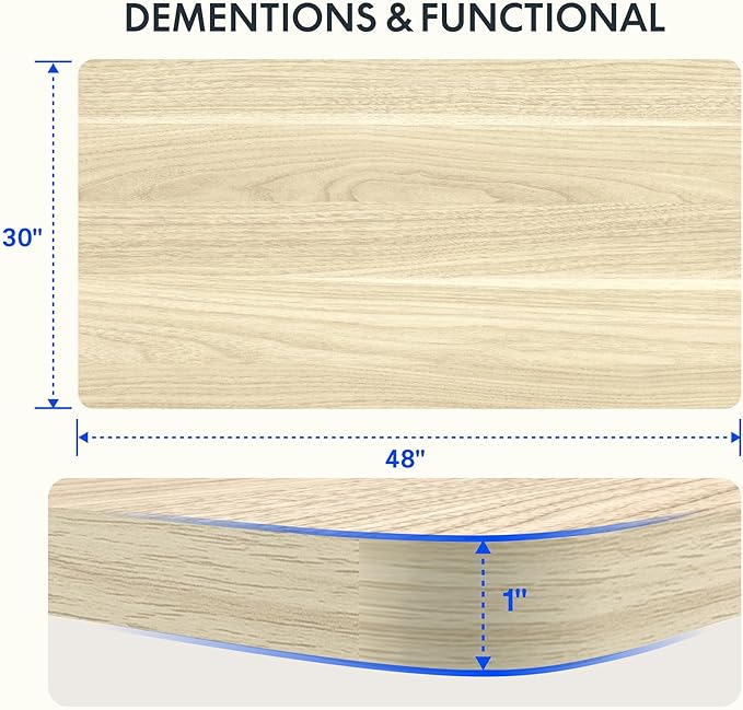FLEXISPOT EN2 Whole-Piece Standing Desk with Clamp Power Strip, 48 x 30 Electric Stand Up Height Adjustable Desk with Cable Management (White Frame + 48" White Wood Grain Desktop, 2 Packages)-DeskLoop Office