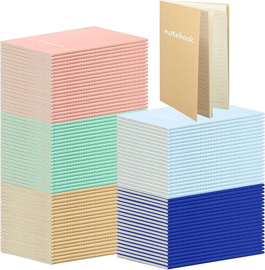 100 Pcs Kraft Notebook Journals 5.5 Inch x 8.3 Inch A5 Softcover Notebooks Bulk for Writing Sketch Office Notepad with 60 Pages 30 Sheets (Multicolor,Lined)(Bright Color,Notebook, Lined)-DeskLoop Office