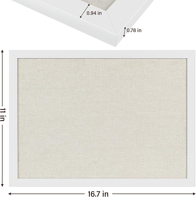 Cork Board Bulletin Board 16.7" x 11", 2-Pack Small Linen Corkboards with Frame for Walls, Cute Picture Display Pin Board Vision Board for Room School Office Bedroom 25 Pushpins Vintage White-DeskLoop Office