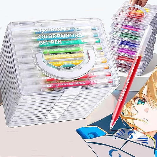 Colored Gel Pens Set, 0.6mm Fine Point for Black & White Paper, Cute Pens for Journaling, Adult Coloring Books, Bible, Drawing, Note Taking, School & Journaling Supplies (99 Luxury Colors)-DeskLoop Office