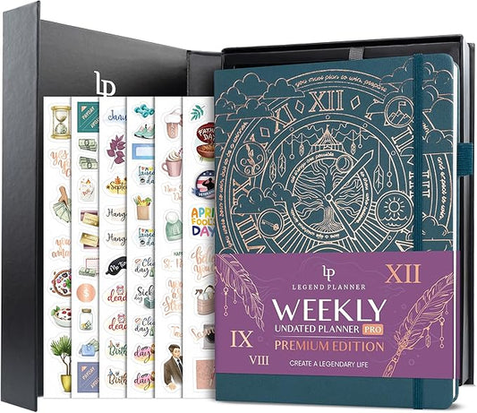 Legend Planner PRO Premium – Large Undated Weekly, Monthly & Budget Planner with Habit Tracker – Life Organizer for Time & Task Management, Goal Setting & Productivity – A4 size (Dark Teal)-DeskLoop Office