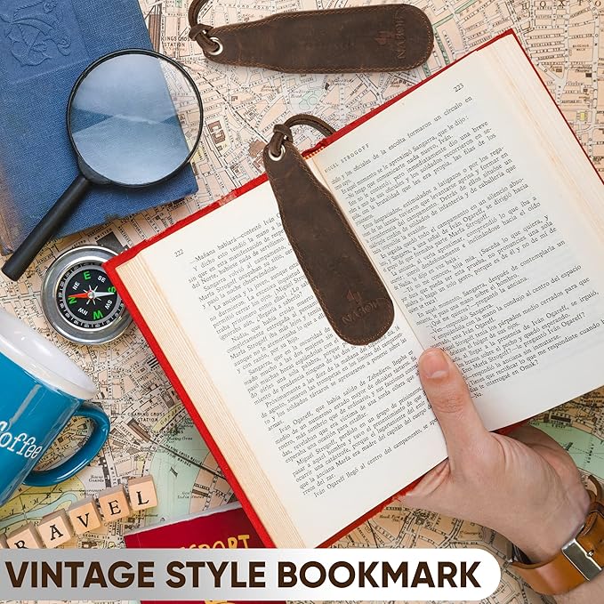 Leather Bookmark Handmade - Genuine Leather Book Marks - Perfect Bookmark for Men Women and Kids | Great Idea for Leather Gifts for Bookworms Writers Relatives and Friends (3 Bookmarks)