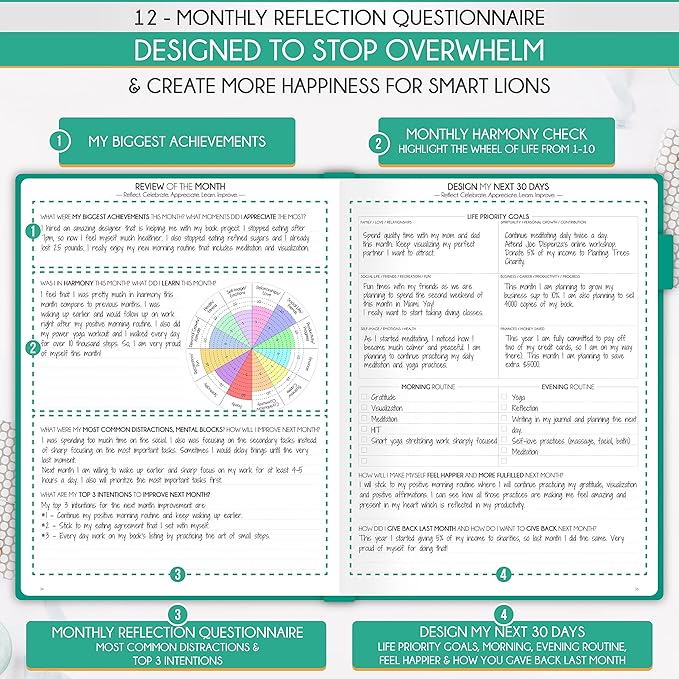 Journal for Men - Undated Daily, Weekly & Monthly Planner with Budget Section | A 12 Month Journey to Increase Productivity & Happiness | Life Organizer & Gratitude Journal - Vertical Format-DeskLoop Office