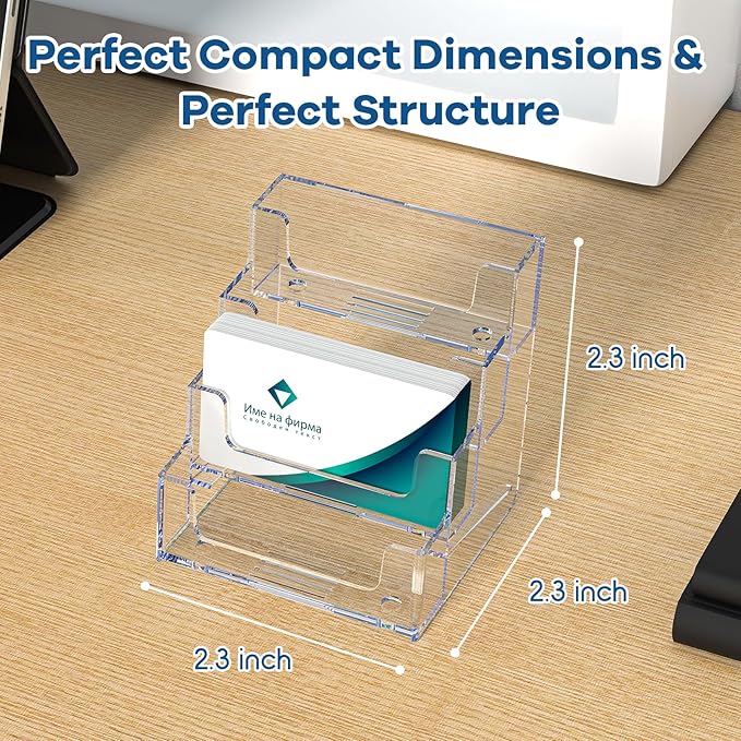 Acrylic Business Card Holder for Desk, Clear Plastic Business Card Stand with 4 Tier, Multiple Business Display Holder for Exhibition, Office and Hotel, 2 Pack-DeskLoop Office