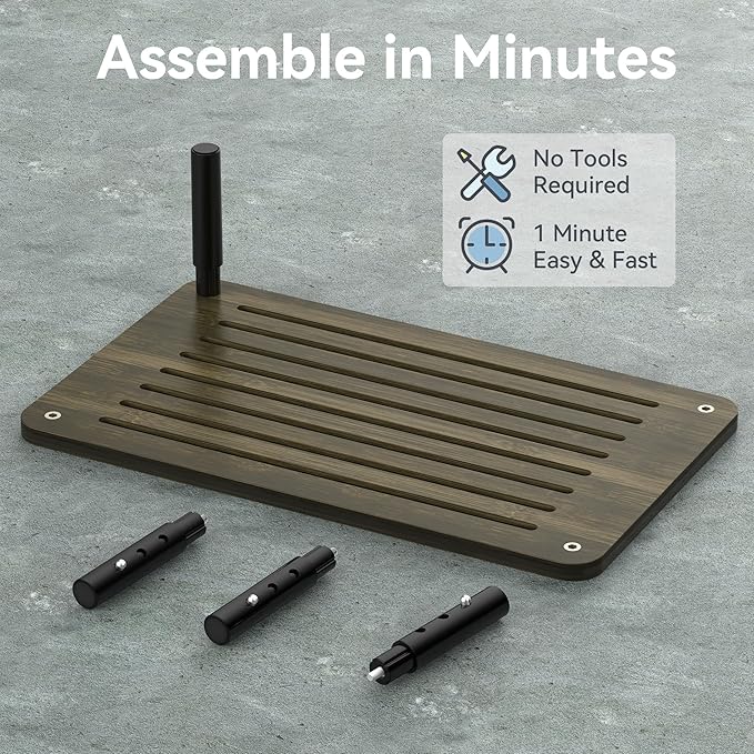 2 Pack Bamboo Monitor Stand Riser, 4 Adjustable Height, Laptop Stand with Airflow Vents, Desk Organizer for Computer, PC, Printer (Wenge)-DeskLoop Office