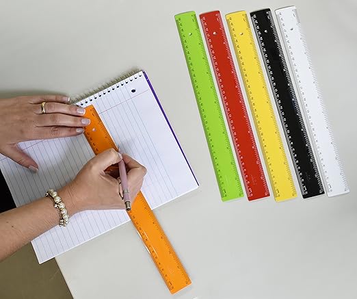 Acrimet Plastic Ruler 12 Inches/ 30 Centimeters, Measuring Device Tool for Student, School, Office, Heavy Duty (Citric Assorted Color) (6 Pack)-DeskLoop Office