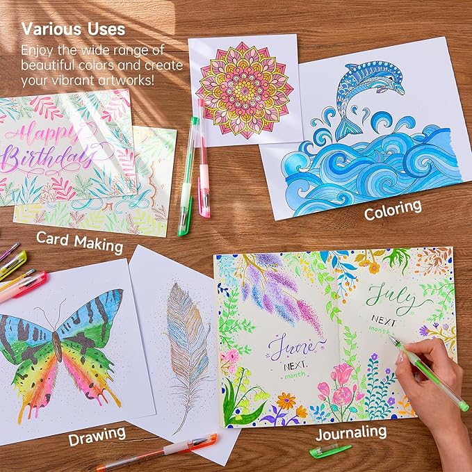 Shuttle Art Gel Pens, 130 Colors Gel Pen with 1 Coloring Book in Travel Case for Adults Coloring Books Drawing Crafts Scrapbooking Journaling-DeskLoop Office