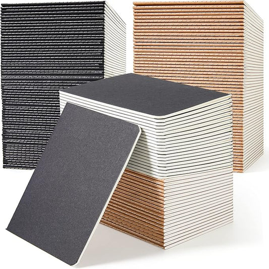 feela 170 Pack Blank Kraft Notebooks, Unlined Sketchbook Mini Cute Note Pad for Drawing Writing, Journal Bulk For Kids Students Office School Supplies, A6, 48 Pages, 4.25” X 5.5”, Black and Brown-DeskLoop Office