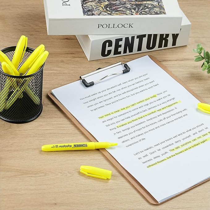 Highlighters Yellow 48 Pack – Bulk Chisel Tip High lighter Marker Set for School, Office, Bible Study, Journaling – Smear-Free, Quick Dry Ink – Fluorescent Pens for Teachers & Students-DeskLoop Office