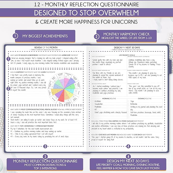 Life Planner - Undated Daily, Weekly & Monthly Planner with Budget Section | A 12 Month Journey to Increase Productivity & Happiness | Life Organizer & Gratitude Journal - Horizontal Format-DeskLoop Office