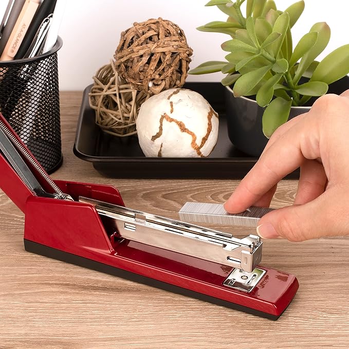 Swingline Stapler, 30 Sheet Capacity, 747 Classic Stapler, Jam Free, Metal, Lipstick Red (74718)-DeskLoop Office