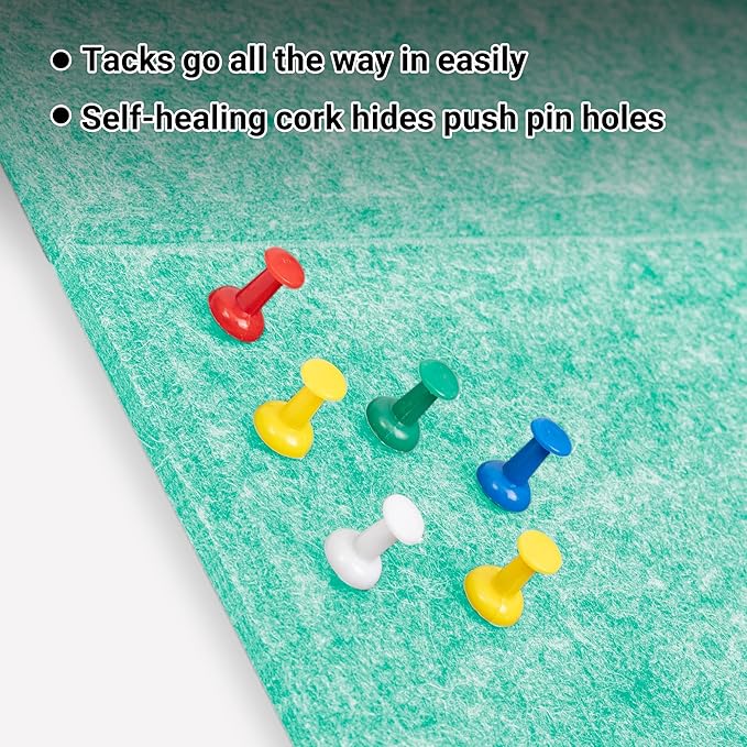 AKTOP Cork Board Bulletin Board 24"x36", 6 Pack Removable Felt Cork Board Tiles for Wall, Large Corkboard Notice Pin Board for Office, School & Home,24 Safe Adhesive Tabs, 20 Push Pins, Lake Blue-DeskLoop Office