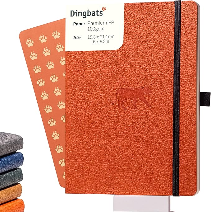 Dingbats A5+ Wildlife Notebook Journal Softcover, Cream 100gsm Ink-Proof Paper, 6 x 8.3 inches, 112 pages (Orange Tiger, Lined Format)-DeskLoop Office