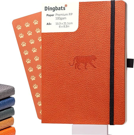 Dingbats A5+ Wildlife Notebook Journal Softcover, Cream 100gsm Ink-Proof Paper, 6 x 8.3 inches, 112 pages (Orange Tiger, Lined Format)-DeskLoop Office