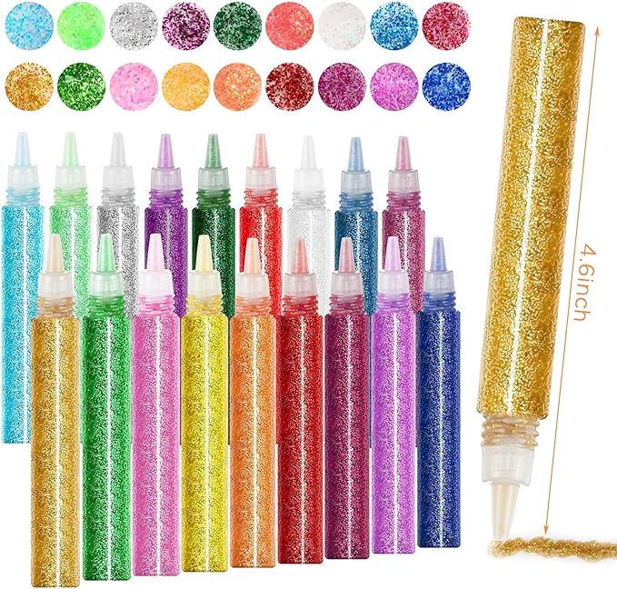 72 Pcs Glitter Glue Pens Bulk 18 Colors Crafts Pens Stick Glitter Glue for Crafts School Gifts Supplies for DIY Arts, Projects Scrapbooking, Cards(10 ml)-DeskLoop Office