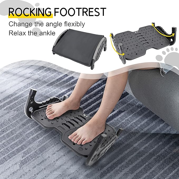 Under Desk Foot Rest,Foot Stool with Massage Texture,Includes Comfortable Memory Foam,Easy Assembly and disassembly (YB-RD)
