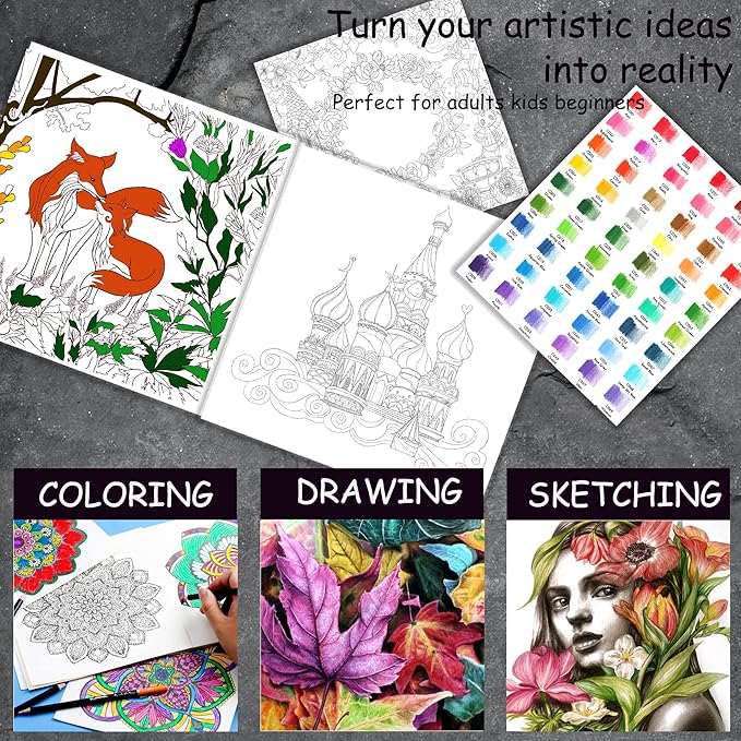 KALOUR Premium 144 Drawing Pencil Set,including 120 Colored Pencils and 24 Sketch Kit,Art Pencil Kit in Zippered Travel Case, for Drawing,Sketching and Coloring,Ideal for Beginner,Artists and Adults-DeskLoop Office