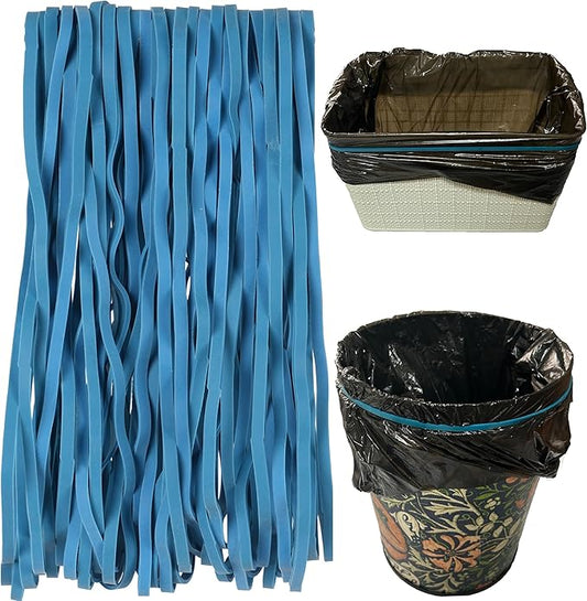 AMUU Rubber Bands Large Flat Fold Length 12inch 40 Pieces Fits 8-33 Gallon Trash Cans Blue Heavy Duty Elastic Rubber Bands for File Folders Office Home Supplies-DeskLoop Office