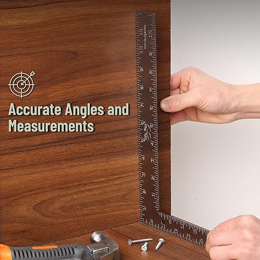 Mr. Pen- Framing Square, 8 x 12 Inch, Silver, Right Angle Ruler, L Shape Ruler, Metal Square-DeskLoop Office